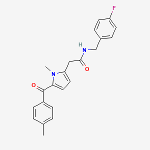 molecular formula C22H21FN2O2 B12257215 N-[(4-fluorophenyl)methyl]-2-[1-methyl-5-(4-methylbenzoyl)-1H-pyrrol-2-yl]acetamide 