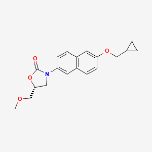 molecular formula C19H21NO4 B1225724 (R)-3-(6-(Cyclopropylmethoxy)-2-naphthalenyl)-5-(methoxymethyl)-2-oxazolidinone CAS No. 135204-83-0