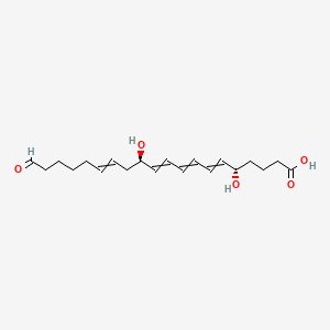 molecular formula C20H30O5 B1225726 (5S,12R)-5,12-dihydroxy-20-oxoicosa-6,8,10,14-tetraenoic acid 