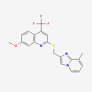 molecular formula C20H16F3N3OS B12257316 7-Methoxy-2-[({8-methylimidazo[1,2-A]pyridin-2-YL}methyl)sulfanyl]-4-(trifluoromethyl)quinoline 