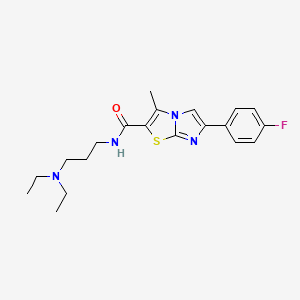 molecular formula C20H25FN4OS B1225737 N-[3-(diethylamino)propyl]-6-(4-fluorophenyl)-3-methylimidazo[2,1-b][1,3]thiazole-2-carboxamide 