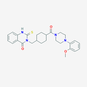 molecular formula C27H32N4O3S B1225740 3-({4-[4-(2-methoxyphenyl)piperazine-1-carbonyl]cyclohexyl}methyl)-2-sulfanylidene-1,2,3,4-tetrahydroquinazolin-4-one 