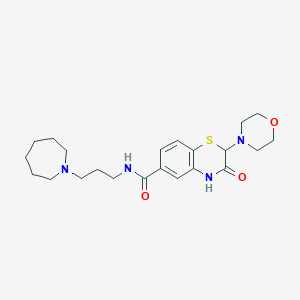 molecular formula C22H32N4O3S B1225744 N-[3-(1-azepanyl)propyl]-2-(4-morpholinyl)-3-oxo-4H-1,4-benzothiazine-6-carboxamide 