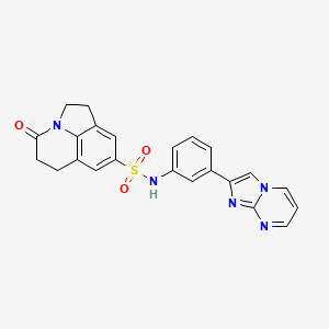 molecular formula C23H19N5O3S B12257450 N-(3-{imidazo[1,2-a]pyrimidin-2-yl}phenyl)-11-oxo-1-azatricyclo[6.3.1.0^{4,12}]dodeca-4,6,8(12)-triene-6-sulfonamide 