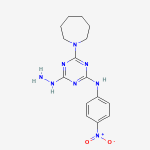 molecular formula C15H20N8O2 B1225746 4-(1-azepanyl)-6-hydrazinyl-N-(4-nitrophenyl)-1,3,5-triazin-2-amine 
