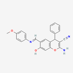 molecular formula C24H19N3O3 B1225753 2-amino-6-[(4-methoxyanilino)methylidene]-7-oxo-4-phenyl-4H-1-benzopyran-3-carbonitrile 