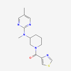 molecular formula C15H19N5OS B12257579 N,5-dimethyl-N-[1-(1,3-thiazole-4-carbonyl)piperidin-3-yl]pyrimidin-2-amine 
