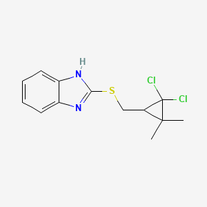molecular formula C13H14Cl2N2S B1225760 2-[(2,2-dichloro-3,3-dimethylcyclopropyl)methylthio]-1H-benzimidazole 