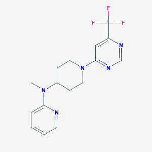 molecular formula C16H18F3N5 B12257752 N-methyl-N-{1-[6-(trifluoromethyl)pyrimidin-4-yl]piperidin-4-yl}pyridin-2-amine 