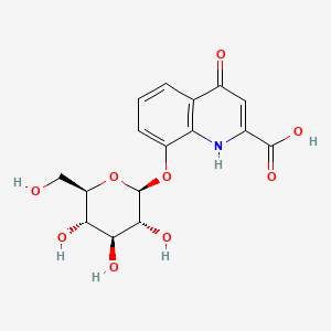 molecular formula C16H17NO9 B1225778 4-oxo-8-[(2S,3R,4S,5S,6R)-3,4,5-trihydroxy-6-(hydroxymethyl)oxan-2-yl]oxy-1H-quinoline-2-carboxylic acid CAS No. 97451-32-6
