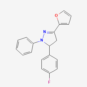 molecular formula C19H15FN2O B1225792 3-(4-Fluorophenyl)-5-(2-furanyl)-2-phenyl-3,4-dihydropyrazole 