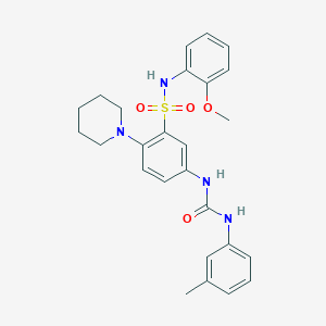 molecular formula C26H30N4O4S B1225800 1-[3-[(2-Methoxyphenyl)sulfamoyl]-4-(1-piperidinyl)phenyl]-3-(3-methylphenyl)urea 