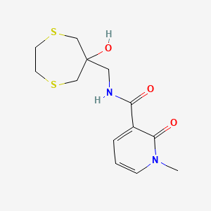 molecular formula C13H18N2O3S2 B12258019 N-[(6-hydroxy-1,4-dithiepan-6-yl)methyl]-1-methyl-2-oxo-1,2-dihydropyridine-3-carboxamide 