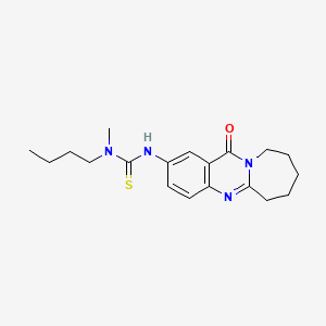 molecular formula C19H26N4OS B1225803 1-butyl-1-methyl-3-(12-oxo-7,8,9,10-tetrahydro-6H-azepino[2,1-b]quinazolin-2-yl)thiourea 