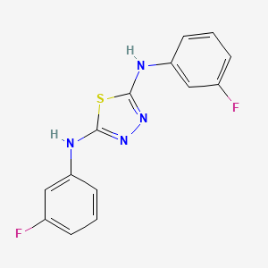molecular formula C14H10F2N4S B12258283 N2,N5-bis(3-fluorophenyl)-1,3,4-thiadiazole-2,5-diamine 