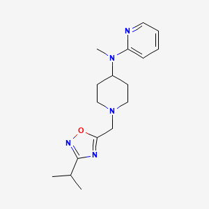 molecular formula C17H25N5O B12258308 N-methyl-N-(1-{[3-(propan-2-yl)-1,2,4-oxadiazol-5-yl]methyl}piperidin-4-yl)pyridin-2-amine 