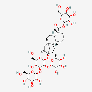 molecular formula C44H70O22 B1225835 [(3R,4S,5S,6R)-3,4,5-trihydroxy-6-(hydroxymethyl)oxan-2-yl] (1R,5R,9S,13S)-13-[(2S,3R,4S,5R,6R)-5-hydroxy-6-(hydroxymethyl)-4-[(2S,3R,4S,5S,6R)-3,4,5-trihydroxy-6-(hydroxymethyl)oxan-2-yl]oxy-3-[(2R,3S,4S,5S,6R)-3,4,5-trihydroxy-6-methyloxan-2-yl]oxyoxan-2-yl]oxy-5,9-dimethyl-14-methylidenetetracyclo[11.2.1.01,10.04,9]hexadecane-5-carboxylate 