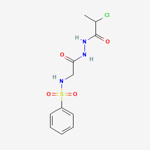 molecular formula C11H14ClN3O4S B1225837 N-[2-[(2-chloro-1-oxopropyl)hydrazo]-2-oxoethyl]benzenesulfonamide 