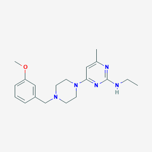 molecular formula C19H27N5O B12258418 N-ethyl-4-{4-[(3-methoxyphenyl)methyl]piperazin-1-yl}-6-methylpyrimidin-2-amine 