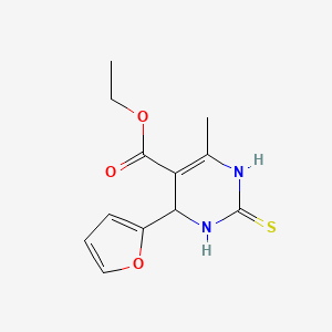 molecular formula C12H14N2O3S B1225843 4-(2-furanyl)-6-methyl-2-sulfanylidene-3,4-dihydro-1H-pyrimidine-5-carboxylic acid ethyl ester CAS No. 123629-45-8