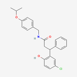 3-(5-chloro-2-hydroxyphenyl)-3-phenyl-N-[(4-propan-2-yloxyphenyl)methyl]propanamide