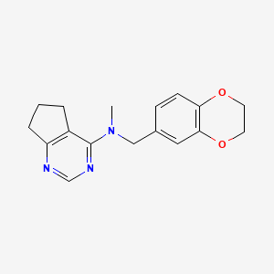 molecular formula C17H19N3O2 B12258537 N-[(2,3-dihydro-1,4-benzodioxin-6-yl)methyl]-N-methyl-5H,6H,7H-cyclopenta[d]pyrimidin-4-amine 