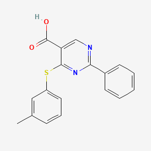4-[(3-Methylphenyl)sulfanyl]-2-phenyl-5-pyrimidinecarboxylic acid