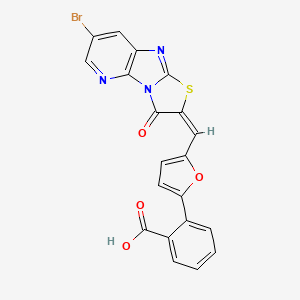 2-[5-[(E)-(10-bromo-3-oxo-5-thia-2,7,12-triazatricyclo[6.4.0.02,6]dodeca-1(8),6,9,11-tetraen-4-ylidene)methyl]furan-2-yl]benzoic acid