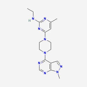 molecular formula C17H23N9 B12258627 N-ethyl-4-methyl-6-(4-{1-methyl-1H-pyrazolo[3,4-d]pyrimidin-4-yl}piperazin-1-yl)pyrimidin-2-amine 