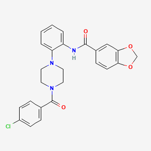 molecular formula C25H22ClN3O4 B1225867 N-[2-[4-[(4-chlorophenyl)-oxomethyl]-1-piperazinyl]phenyl]-1,3-benzodioxole-5-carboxamide 