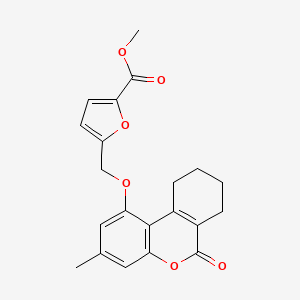 molecular formula C21H20O6 B1225869 Methyl 5-[(3-methyl-6-oxo-7,8,9,10-tetrahydrobenzo[c]chromen-1-yl)oxymethyl]furan-2-carboxylate 