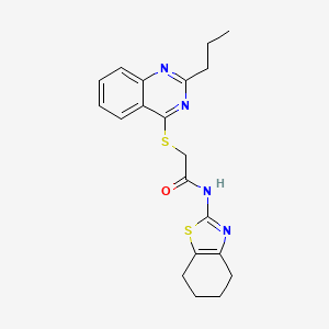 molecular formula C20H22N4OS2 B1225871 2-[(2-propyl-4-quinazolinyl)thio]-N-(4,5,6,7-tetrahydro-1,3-benzothiazol-2-yl)acetamide 