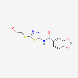 molecular formula C13H13N3O4S2 B1225872 N-{5-[(2-METHOXYETHYL)SULFANYL]-1,3,4-THIADIAZOL-2-YL}-2H-1,3-BENZODIOXOLE-5-CARBOXAMIDE 