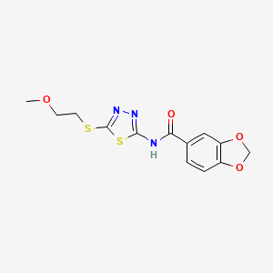 N-[5-(2-methoxyethylthio)-1,3,4-thiadiazol-2-yl]-1,3-benzodioxole-5-carboxamide