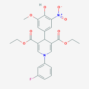 1-(3-fluorophenyl)-4-(4-hydroxy-3-methoxy-5-nitrophenyl)-4H-pyridine-3,5-dicarboxylic acid diethyl ester