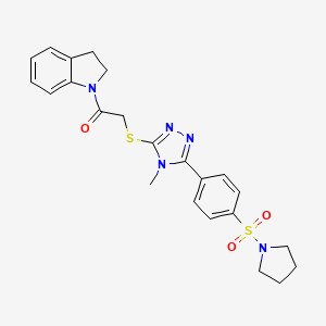 1-(2,3-Dihydroindol-1-yl)-2-[[4-methyl-5-[4-(1-pyrrolidinylsulfonyl)phenyl]-1,2,4-triazol-3-yl]thio]ethanone