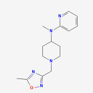 molecular formula C15H21N5O B12258924 N-methyl-N-{1-[(5-methyl-1,2,4-oxadiazol-3-yl)methyl]piperidin-4-yl}pyridin-2-amine 
