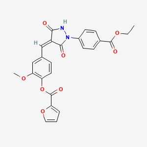 4-({1-[4-(Ethoxycarbonyl)phenyl]-3,5-dioxo-4-pyrazolidinylidene}methyl)-2-methoxyphenyl 2-furoate