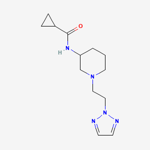 molecular formula C13H21N5O B12259122 N-{1-[2-(2H-1,2,3-triazol-2-yl)ethyl]piperidin-3-yl}cyclopropanecarboxamide 