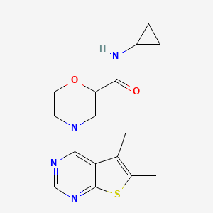 molecular formula C16H20N4O2S B12259168 N-cyclopropyl-4-{5,6-dimethylthieno[2,3-d]pyrimidin-4-yl}morpholine-2-carboxamide 