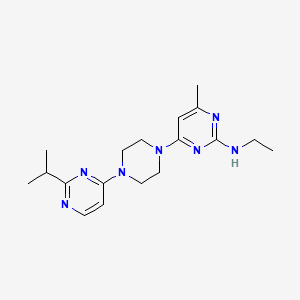 molecular formula C18H27N7 B12259228 N-ethyl-4-methyl-6-{4-[2-(propan-2-yl)pyrimidin-4-yl]piperazin-1-yl}pyrimidin-2-amine 