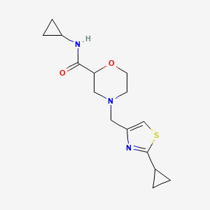 molecular formula C15H21N3O2S B12259385 N-cyclopropyl-4-[(2-cyclopropyl-1,3-thiazol-4-yl)methyl]morpholine-2-carboxamide 