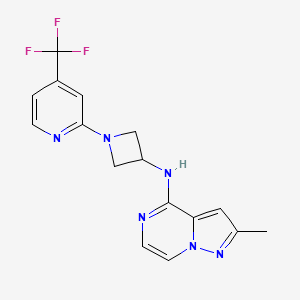 molecular formula C16H15F3N6 B12259404 N-{2-methylpyrazolo[1,5-a]pyrazin-4-yl}-1-[4-(trifluoromethyl)pyridin-2-yl]azetidin-3-amine 