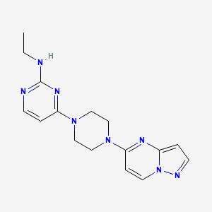molecular formula C16H20N8 B12259513 N-ethyl-4-(4-{pyrazolo[1,5-a]pyrimidin-5-yl}piperazin-1-yl)pyrimidin-2-amine 