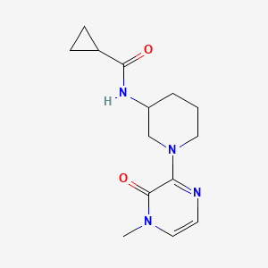 molecular formula C14H20N4O2 B12259521 N-[1-(4-methyl-3-oxo-3,4-dihydropyrazin-2-yl)piperidin-3-yl]cyclopropanecarboxamide 