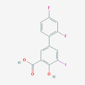 molecular formula C13H7F2IO3 B1225959 2',4'-Difluoro-4-hydroxy-5-iodo-1,1'-biphenyl-3-carboxylic acid 