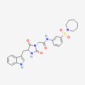 molecular formula C26H29N5O5S B1225960 N-[3-(1-azepanylsulfonyl)phenyl]-2-[4-(1H-indol-3-ylmethyl)-2,5-dioxo-1-imidazolidinyl]acetamide 