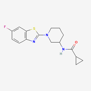 molecular formula C16H18FN3OS B12259602 N-[1-(6-fluoro-1,3-benzothiazol-2-yl)piperidin-3-yl]cyclopropanecarboxamide 