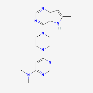 molecular formula C17H22N8 B12259699 N,N-dimethyl-6-(4-{6-methyl-5H-pyrrolo[3,2-d]pyrimidin-4-yl}piperazin-1-yl)pyrimidin-4-amine 