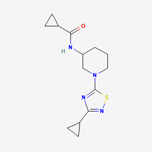 molecular formula C14H20N4OS B12259753 N-[1-(3-cyclopropyl-1,2,4-thiadiazol-5-yl)piperidin-3-yl]cyclopropanecarboxamide 